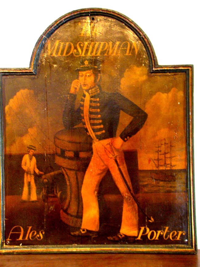 A charming 19th century Pub sign in original condition depicting a Midshipman